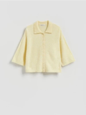 Reserved - Kardigan z dodatkiem wełny z alpaki - jasnożółty