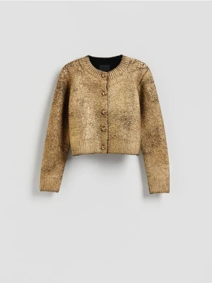 Reserved - Kardigan z dodatkiem wełny - złoty