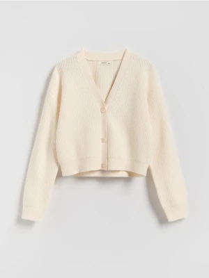 Reserved - Kardigan z dodatkiem wiskozy - złamana biel