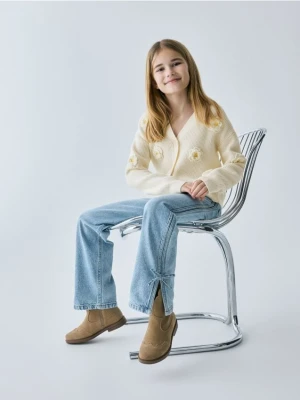 Reserved - Kardigan z dodatkiem wiskozy - złamana biel