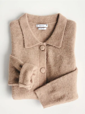 Reserved - Kardigan z domieszką alpaki - brązowy