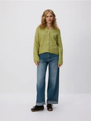 Reserved - Kardigan z domieszką alpaki - oliwkowy