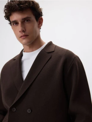 Reserved - Kardigan z domieszką wełny - ciemnobrązowy