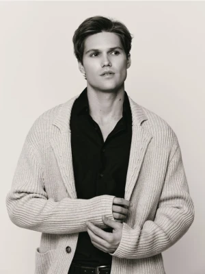 Reserved - Kardigan z domieszką wełny - jasnoszary