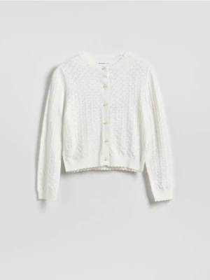 Reserved - Kardigan z domieszką wełny - złamana biel