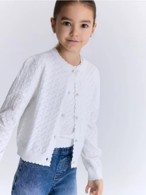 Reserved - Kardigan z domieszką wełny - złamana biel