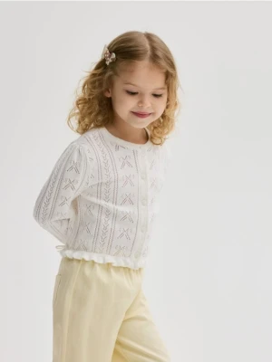 Reserved - Kardigan z domieszką wełny - złamana biel