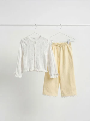 Reserved - Kardigan z domieszką wełny - złamana biel