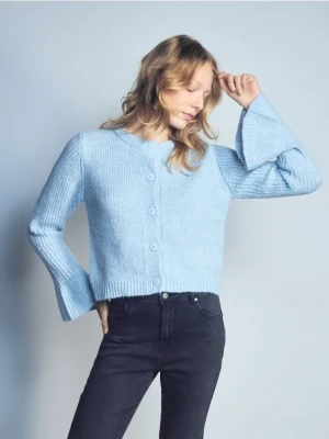 Reserved - Kardigan z falbaną - jasnoniebieski