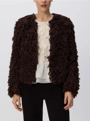 Reserved - Kardigan z frędzlami - brązowy