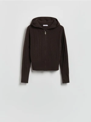 Reserved - Kardigan z kapturem - brązowy