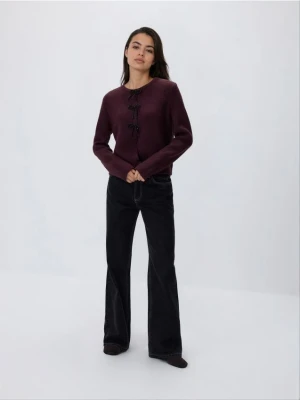 Reserved - Kardigan z kokardkami - bordowy