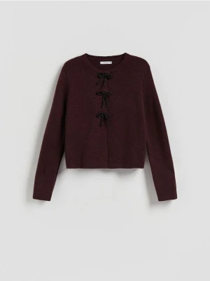 Reserved - Kardigan z kokardkami - bordowy