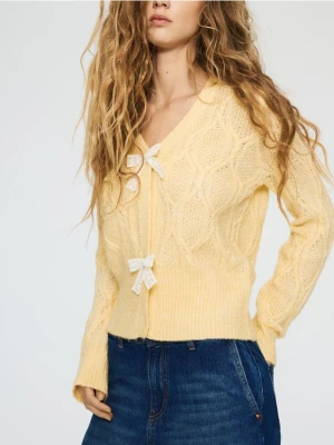 Reserved - Kardigan z kokardkami - żółty