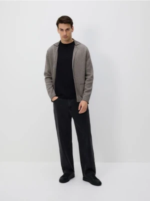 Reserved - Kardigan z kołnierzem - ciemnobrązowy