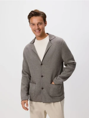 Reserved - Kardigan z kołnierzem - ciemnobrązowy