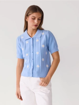 Reserved - Kardigan z kołnierzem - jasnoniebieski