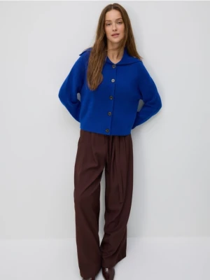 Reserved - Kardigan z kołnierzem - niebieski