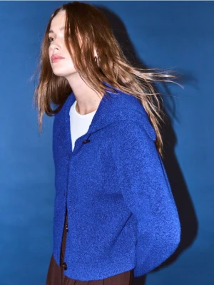 Reserved - Kardigan z kołnierzem - niebieski