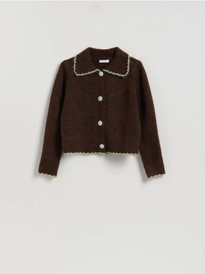 Reserved - Kardigan z kołnierzykiem - brązowy