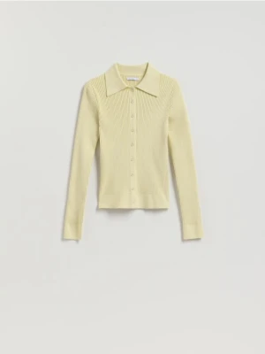 Reserved - Kardigan z kołnierzykiem - jasnozielony