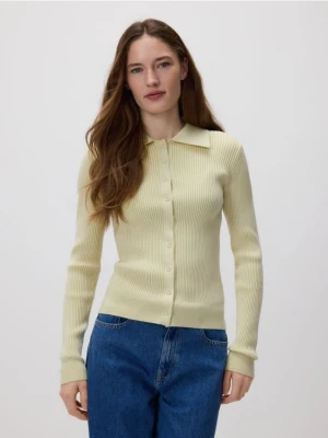 Reserved - Kardigan z kołnierzykiem - jasnozielony