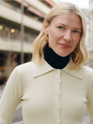 Reserved - Kardigan z kołnierzykiem - jasnozielony