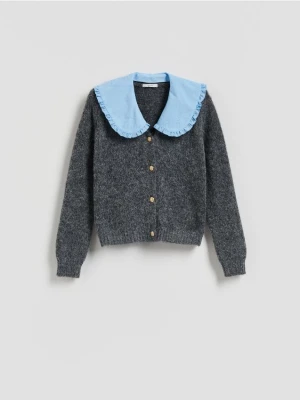 Reserved - Kardigan z kołnierzykiem - szary