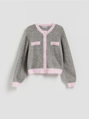 Reserved - Kardigan z kontrastową lamówką - wielobarwny