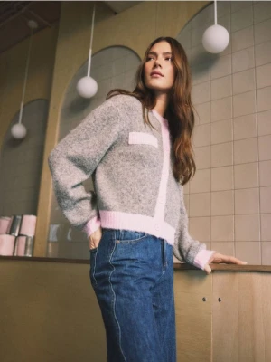 Reserved - Kardigan z kontrastową lamówką - wielobarwny