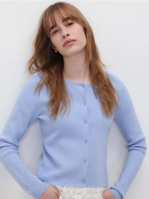 Reserved - Kardigan z koronką - jasnoniebieski