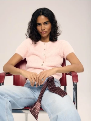 Reserved - Kardigan z krótkim rękawem - różowy