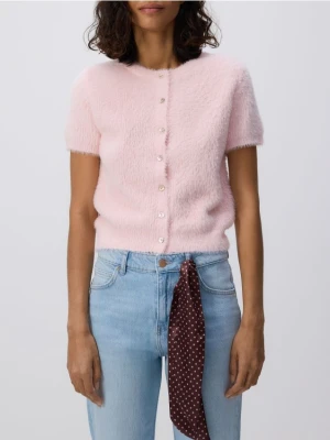 Reserved - Kardigan z krótkim rękawem - różowy