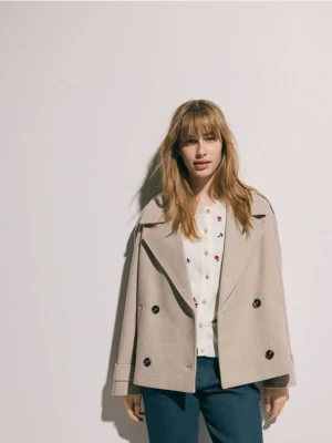 Zdjęcie produktu Reserved - Kardigan z krótkim rękawem - złamana biel