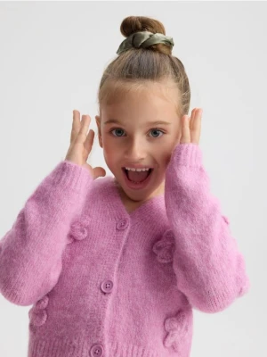 Reserved - Kardigan z kwiatową aplikacją - fioletowy