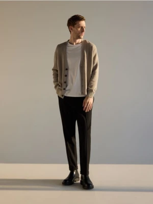 Reserved - Kardigan z lnem - beżowy