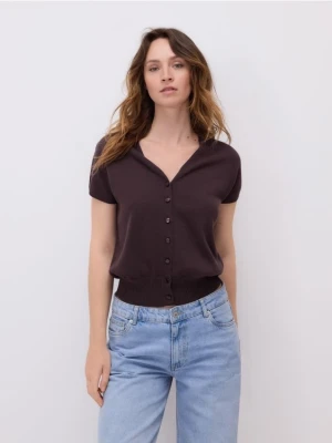 Reserved - Kardigan z lyocellem - ciemnobrązowy