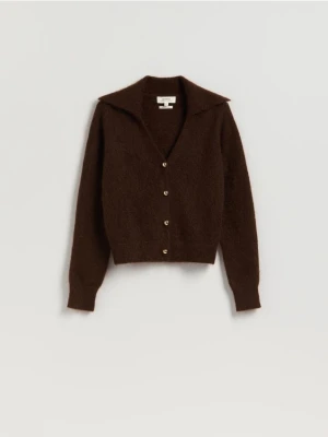 Reserved - Kardigan z moherem - ciemnobrązowy