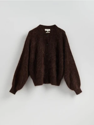 Reserved - Kardigan z moherem - ciemnobrązowy