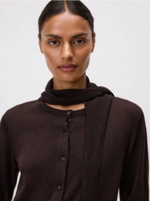 Reserved - Kardigan z odpinaną chustką - ciemnobrązowy