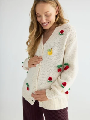 Reserved - Kardigan z ozdobną aplikacją - wielobarwny