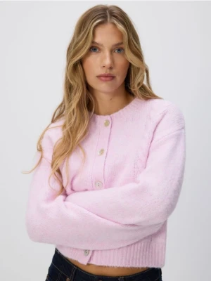 Reserved - Kardigan z ozdobnym splotem - różowy