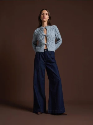 Reserved - Kardigan z ozdobnym wiązaniem - jasnozielony