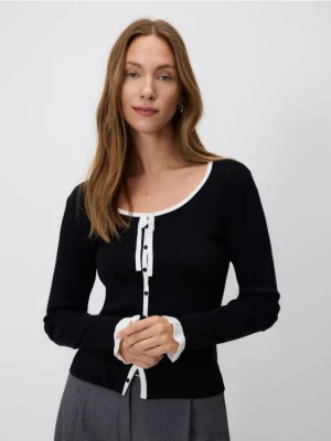 Reserved - Kardigan z ozdobnym wiązaniem - wielobarwny