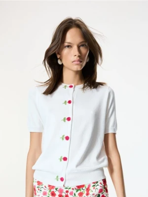 Reserved - Kardigan z ozdobnymi guzikami - biały