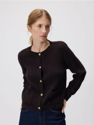 Reserved - Kardigan z ozdobnymi guzikami - brązowy