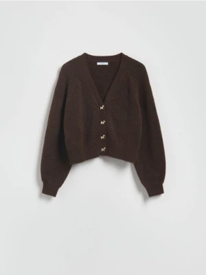 Reserved - Kardigan z ozdobnymi guzikami - brązowy