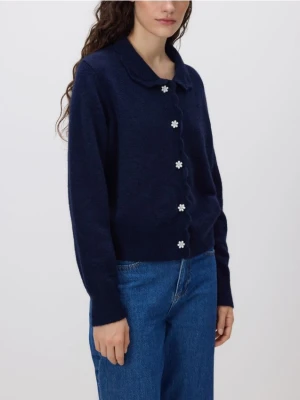 Reserved - Kardigan z ozdobnymi guzikami - granatowy