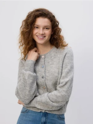 Reserved - Kardigan z ozdobnymi guzikami - jasnoszary