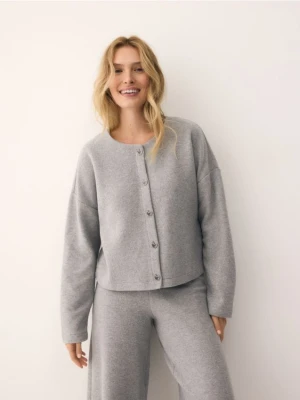 Reserved - Kardigan z ozdobnymi guzikami - jasnoszary